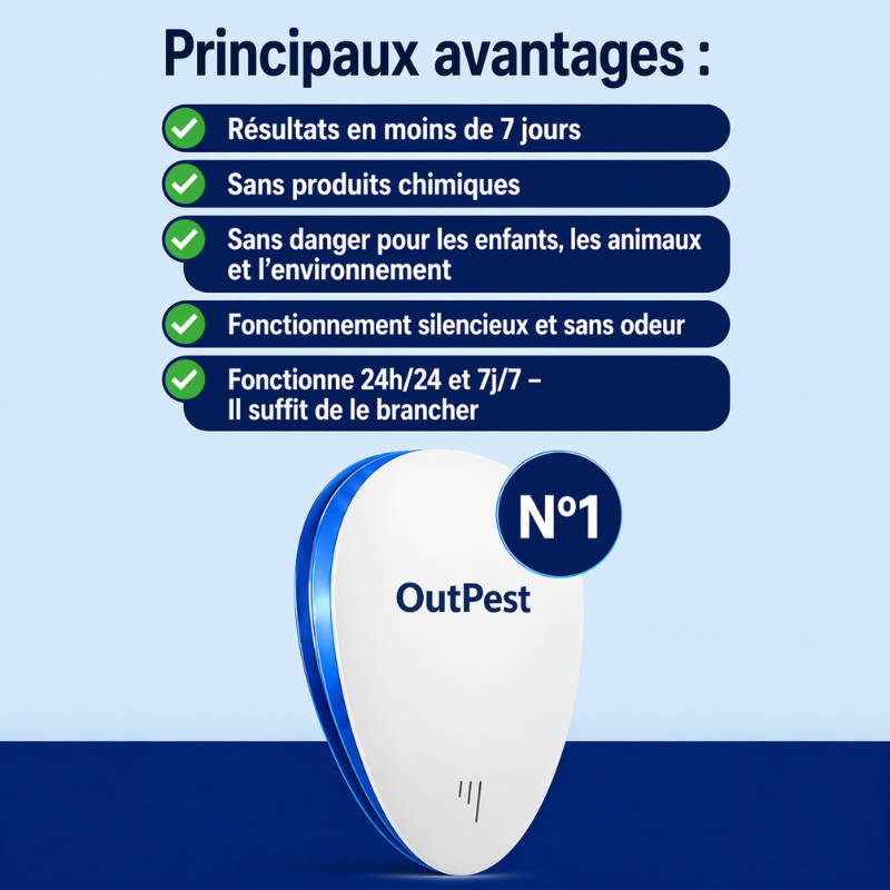 OutPest™ 2026 — Répulsif Ultrasonique | Sans Chimiques, Sans Pièges
